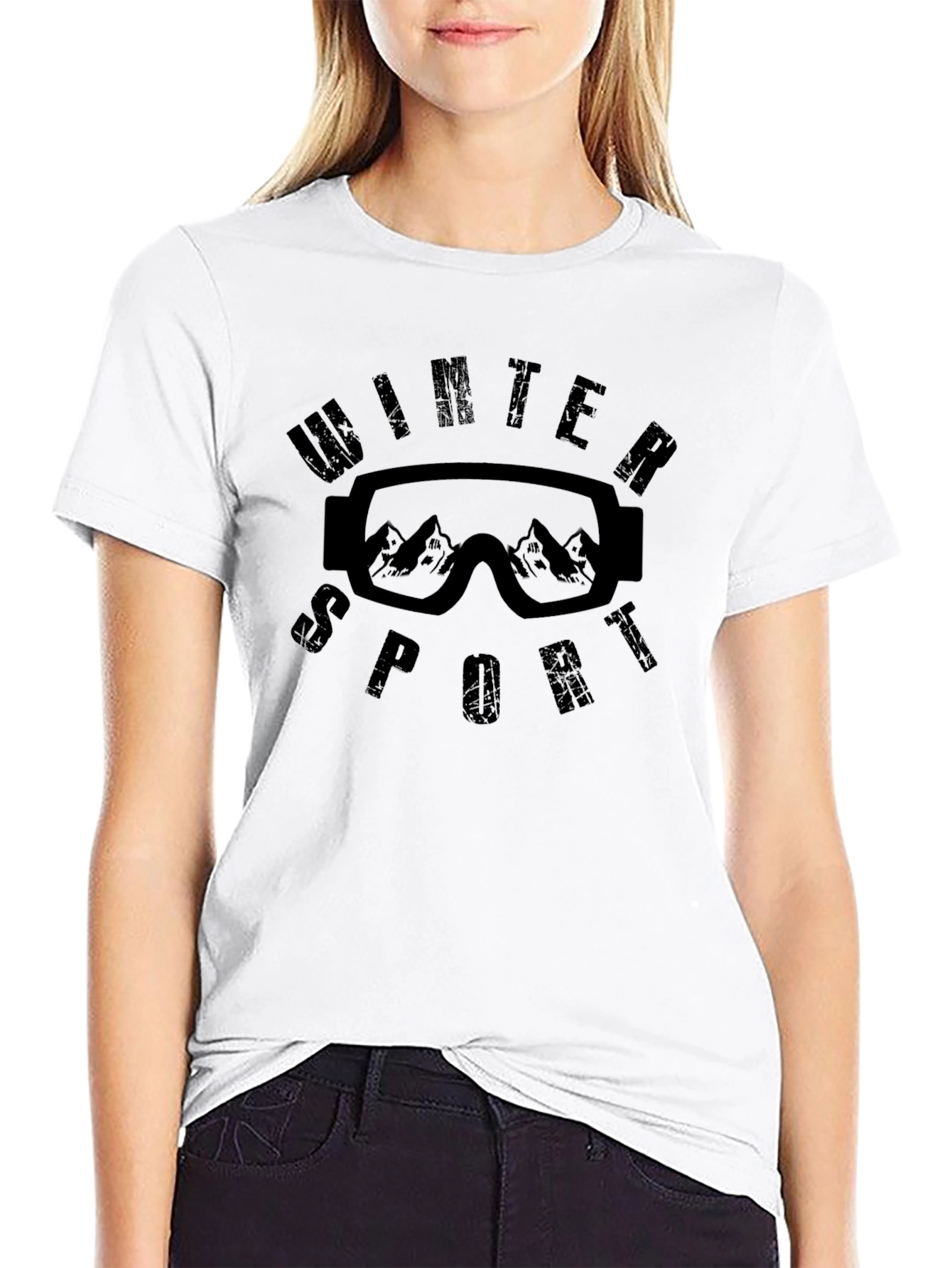 Winter Sports Black Graphic T-Shirt