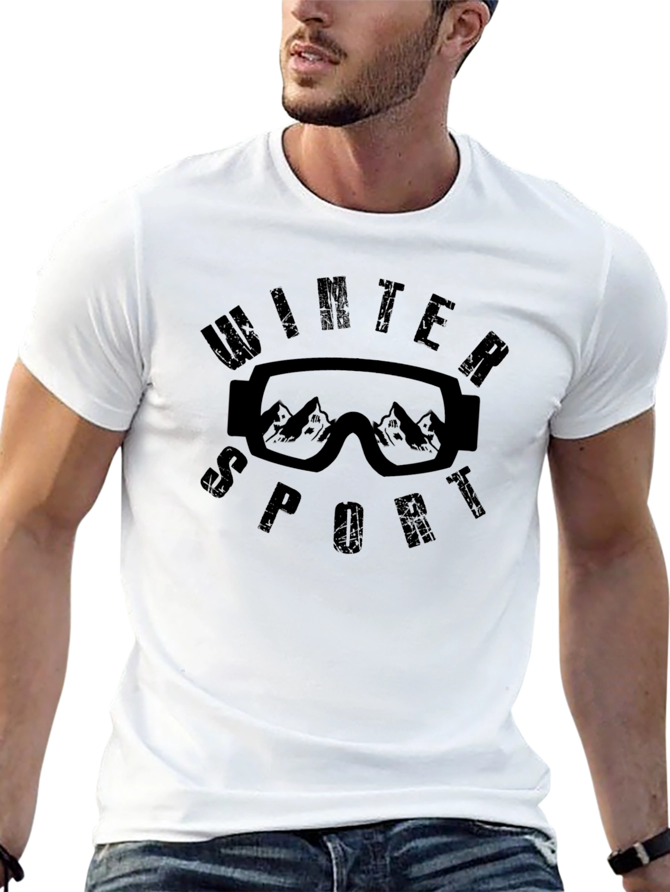 Winter Sports Black Graphic T-Shirt