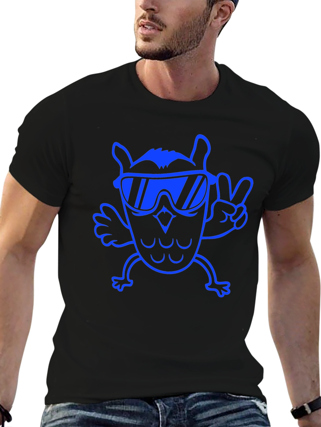 Cool Owl Tee - Black Cotton T-Shirt