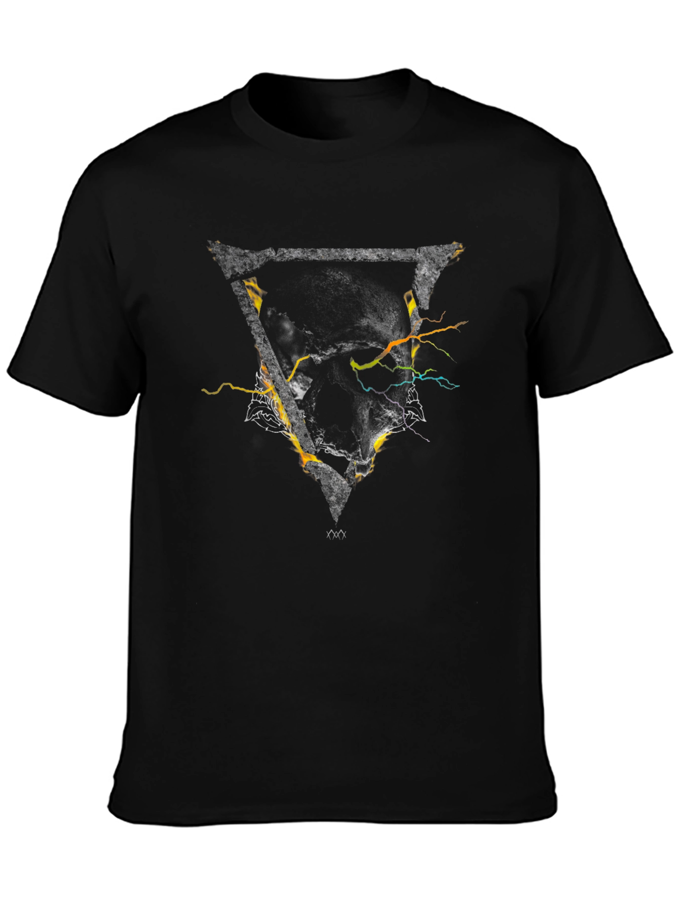 Abstract Triangle Graphic Mens Black T-Shirt