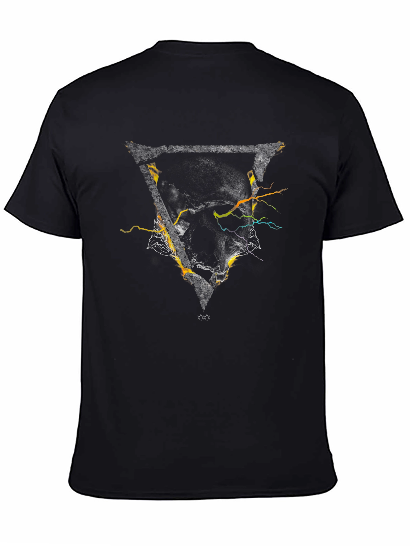 Abstract Triangle Graphic Mens Black T-Shirt