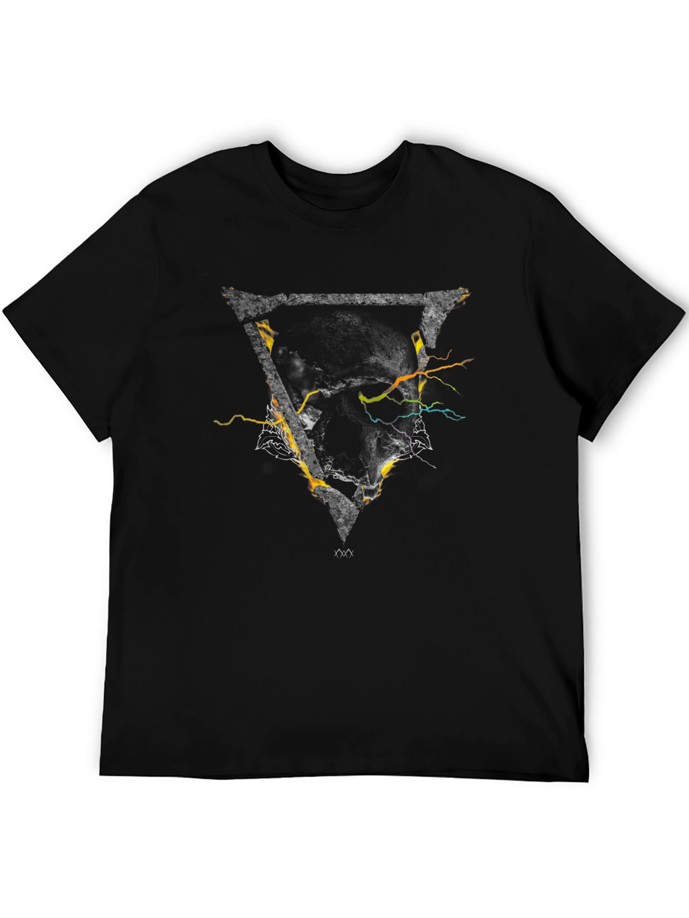 Abstract Triangle Graphic Mens Black T-Shirt