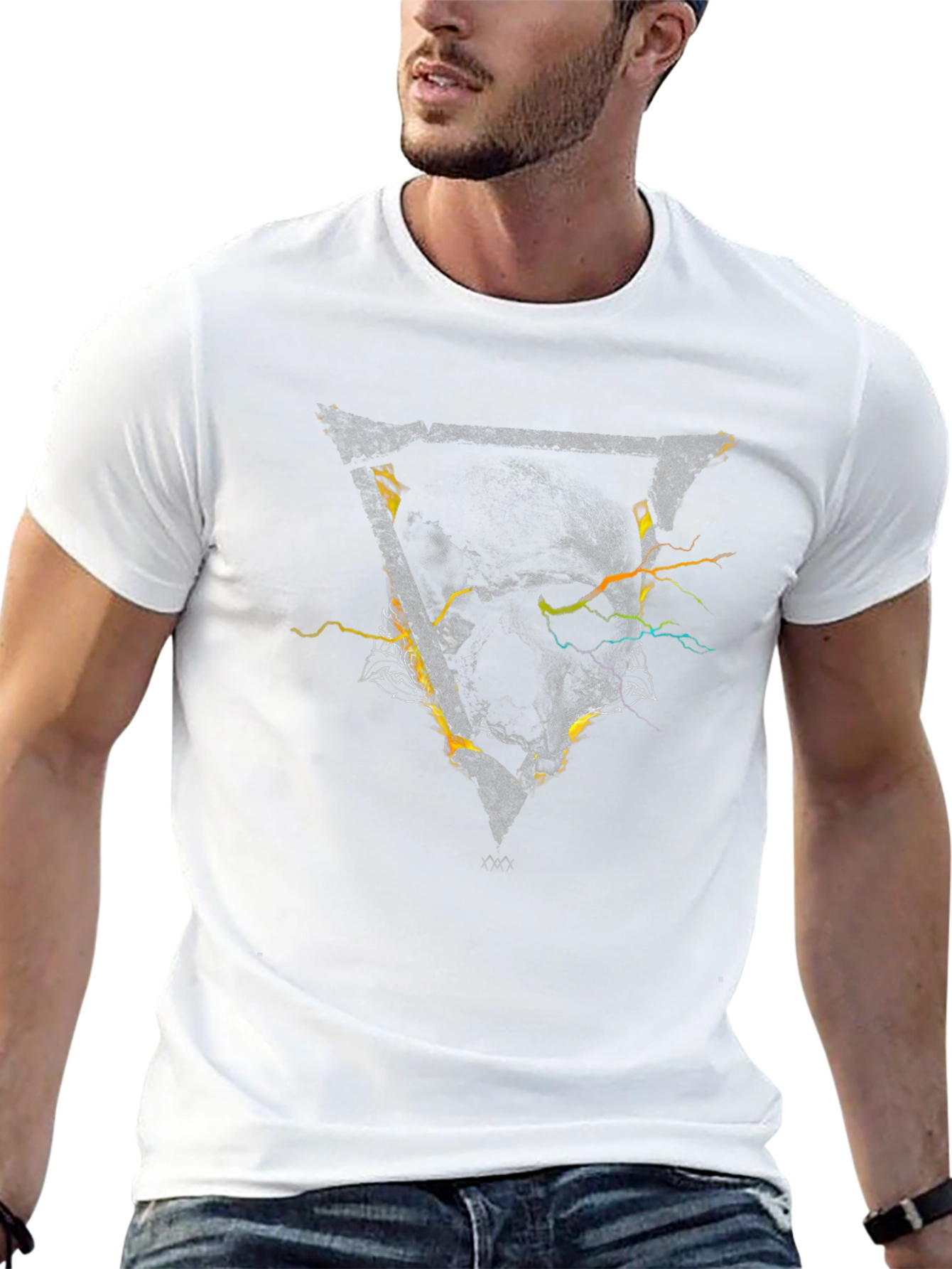 Abstract Triangle Graphic Mens Black T-Shirt