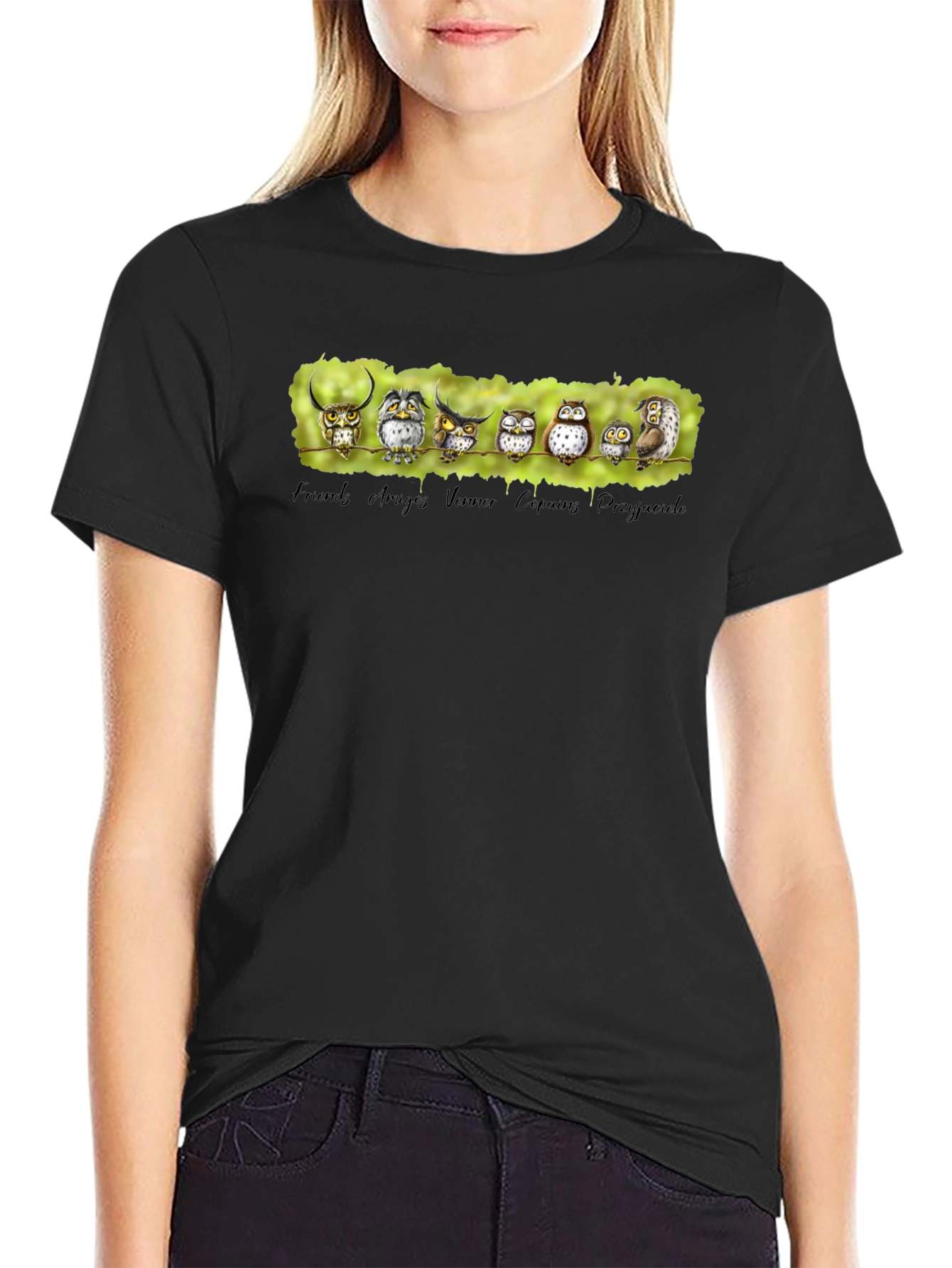 Owl Friends Graphic Tee - Black T-Shirt