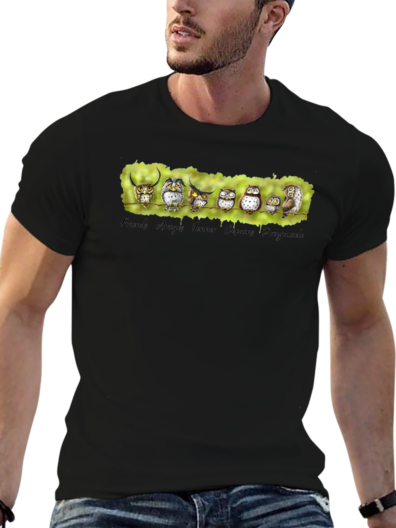 Owl Friends Graphic Tee - Black T-Shirt