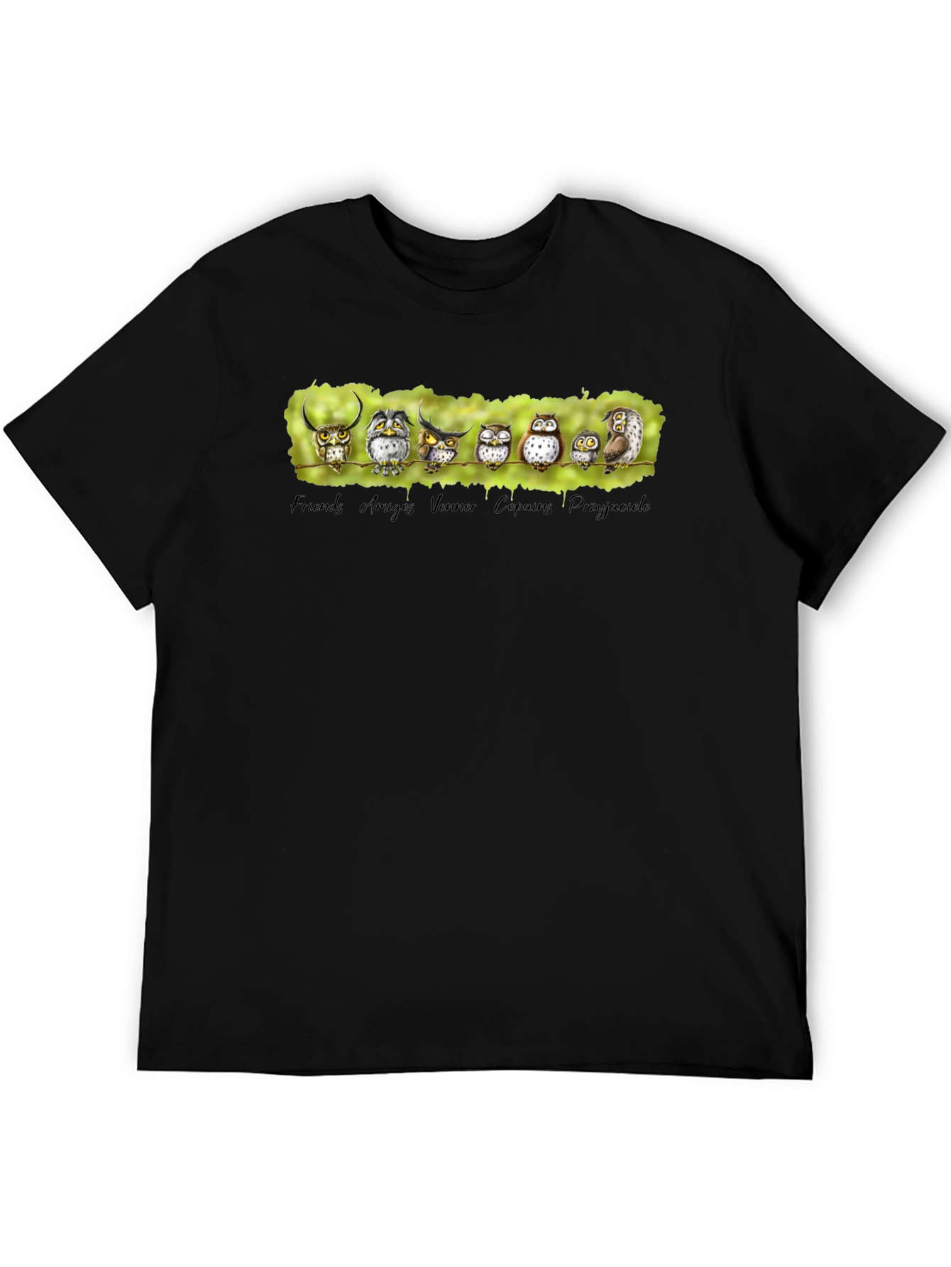 Owl Friends Graphic Tee - Black T-Shirt
