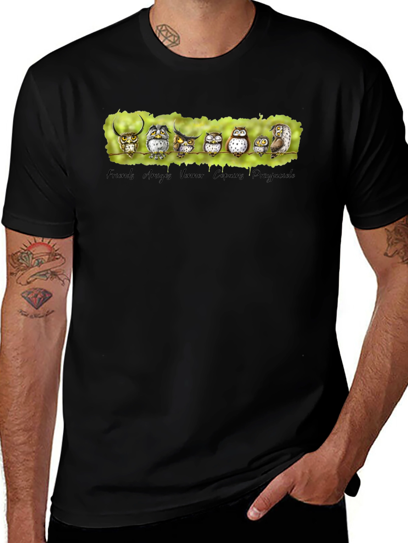 Owl Friends Graphic Tee - Black T-Shirt