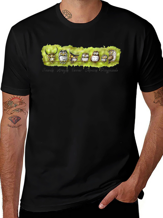 Owl Friends Graphic Tee - Black T-Shirt