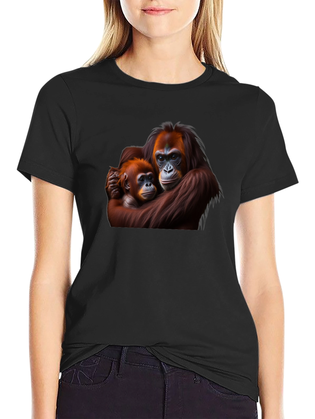 Orangutan Mother and Baby Graphic T-Shirt