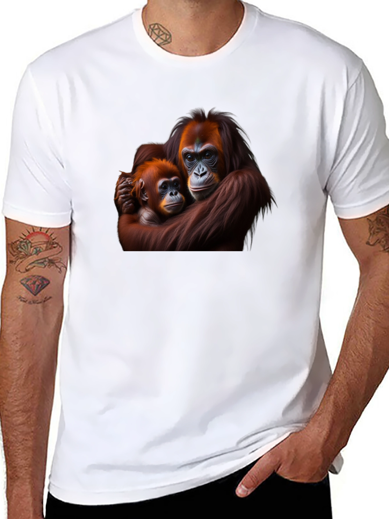 Orangutan Mother and Baby Graphic T-Shirt