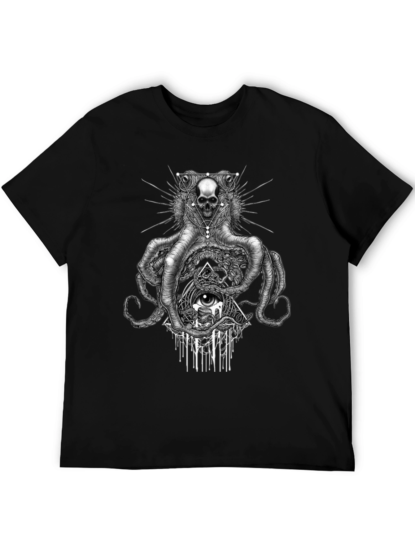 Skull Octopus Graphic Tee - Edgy Black T-Shirt
