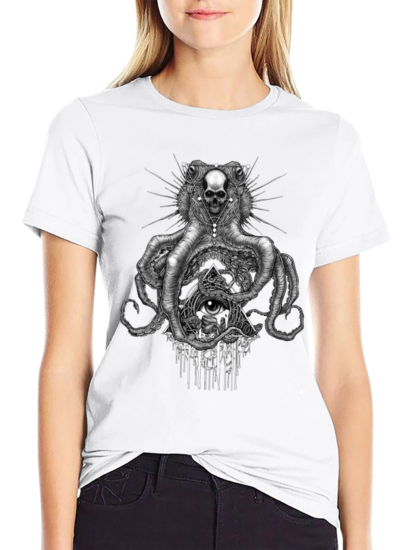 Skull Octopus Graphic Tee - Edgy Black T-Shirt