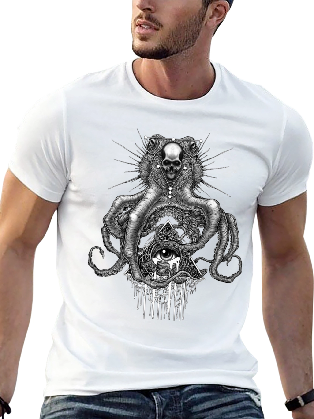 Skull Octopus Graphic Tee - Edgy Black T-Shirt
