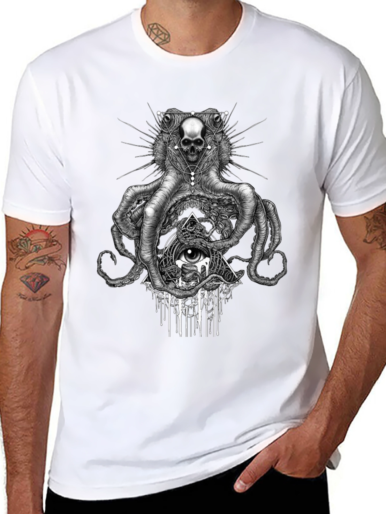 Skull Octopus Graphic Tee - Edgy Black T-Shirt
