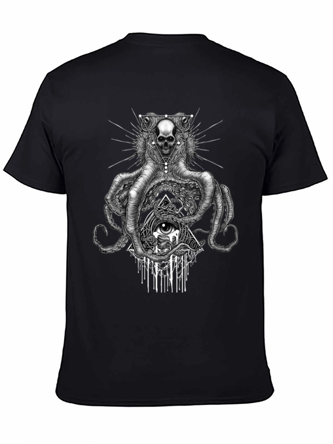 Skull Octopus Graphic Tee - Edgy Black T-Shirt