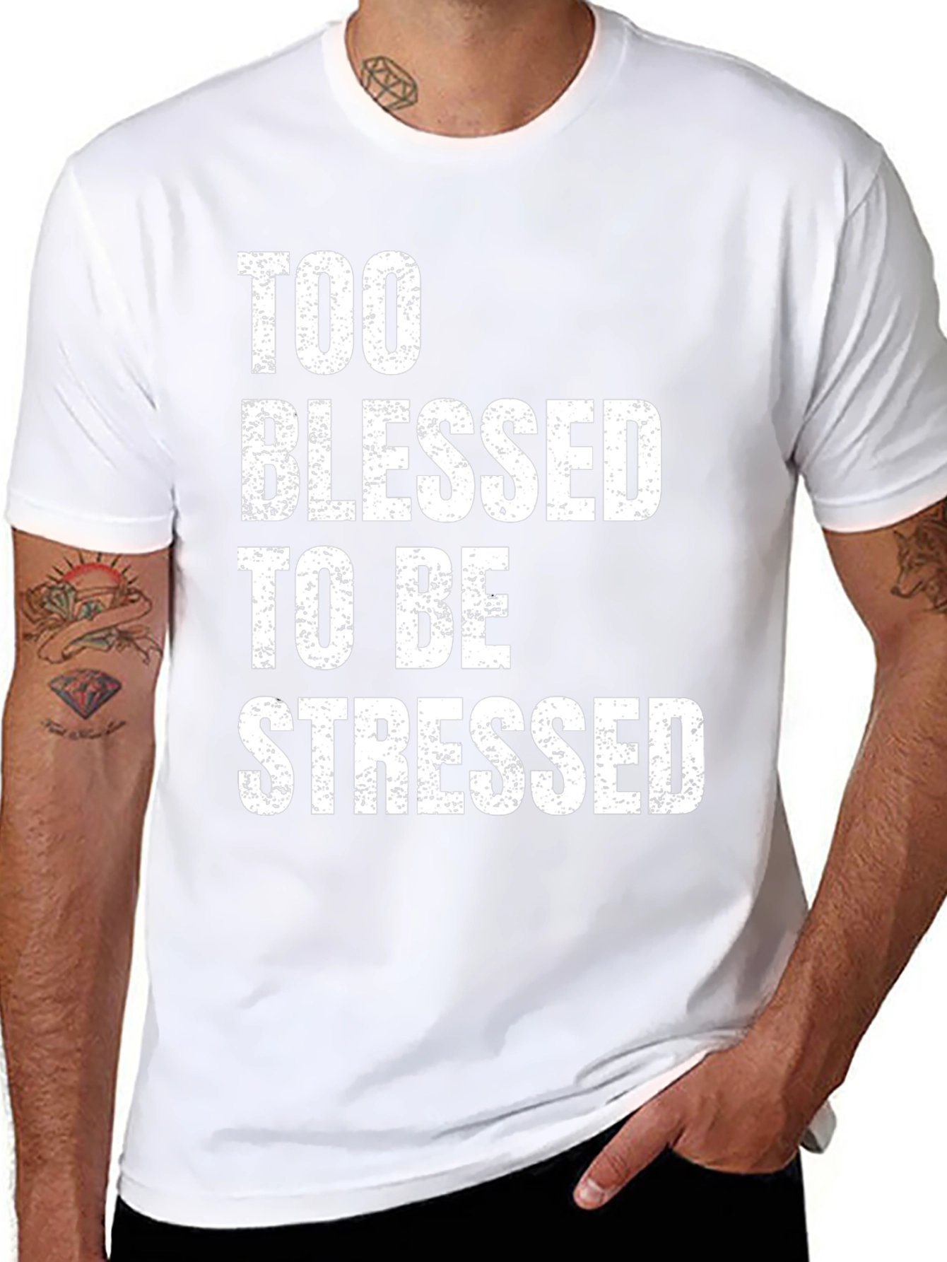 Too Blessed To Be Stressed Black Graphic Tee