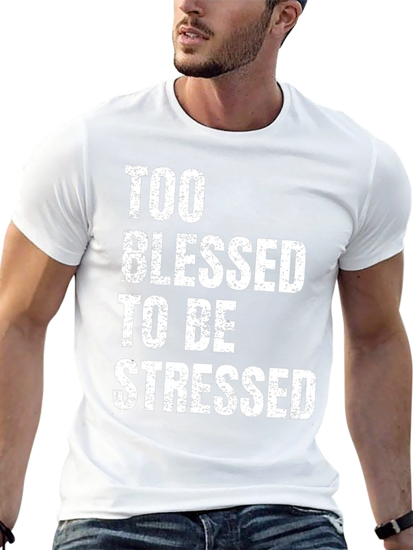Too Blessed To Be Stressed Black Graphic Tee