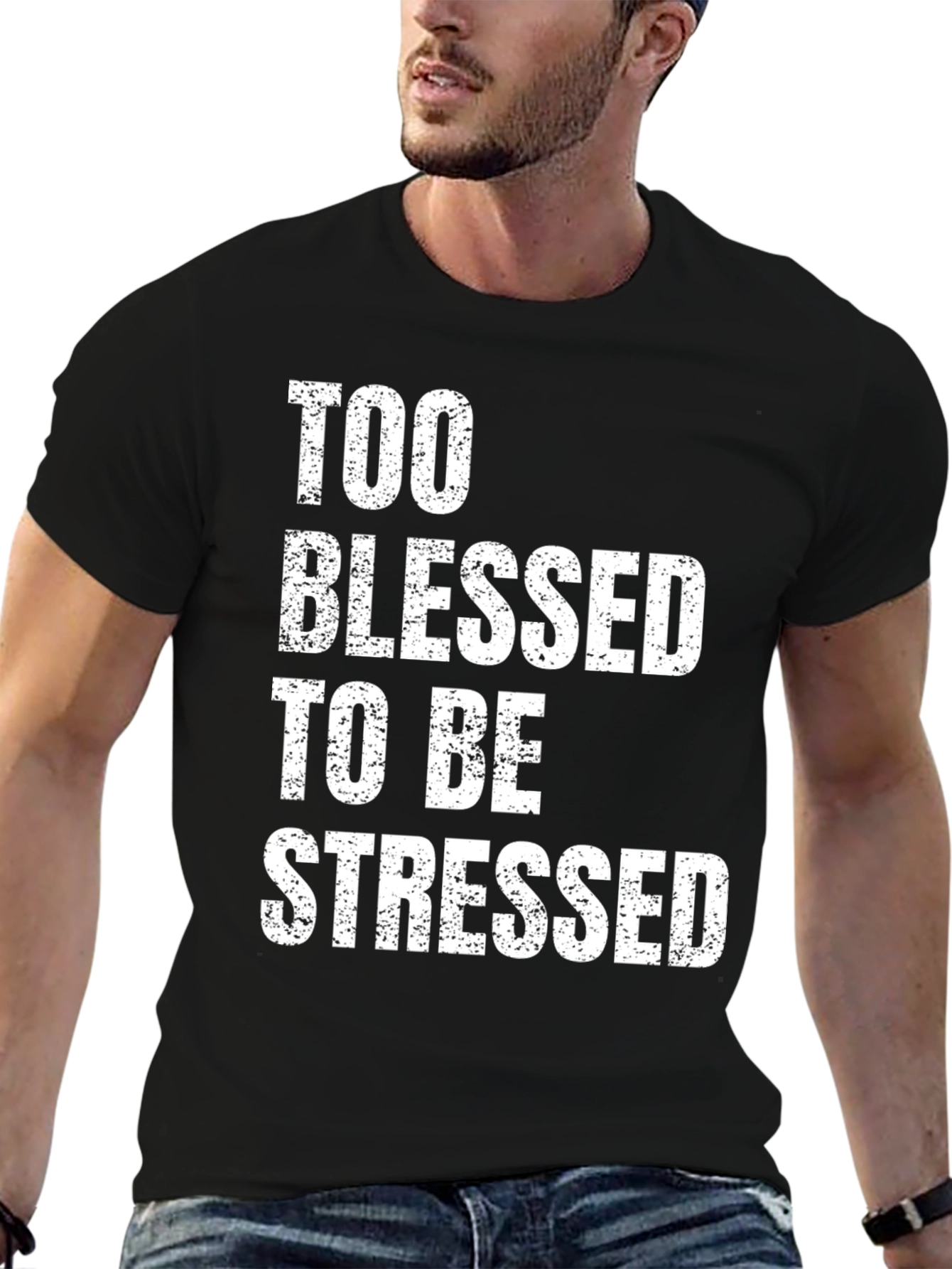 Too Blessed To Be Stressed Black Graphic Tee
