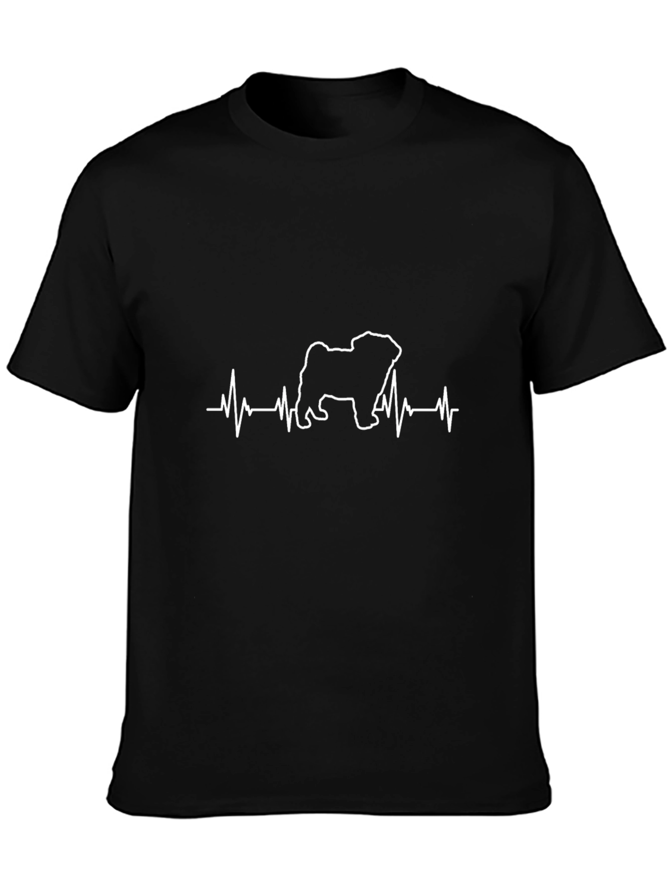 Pug Heartbeat Graphic Tee - Black Cotton Blend
