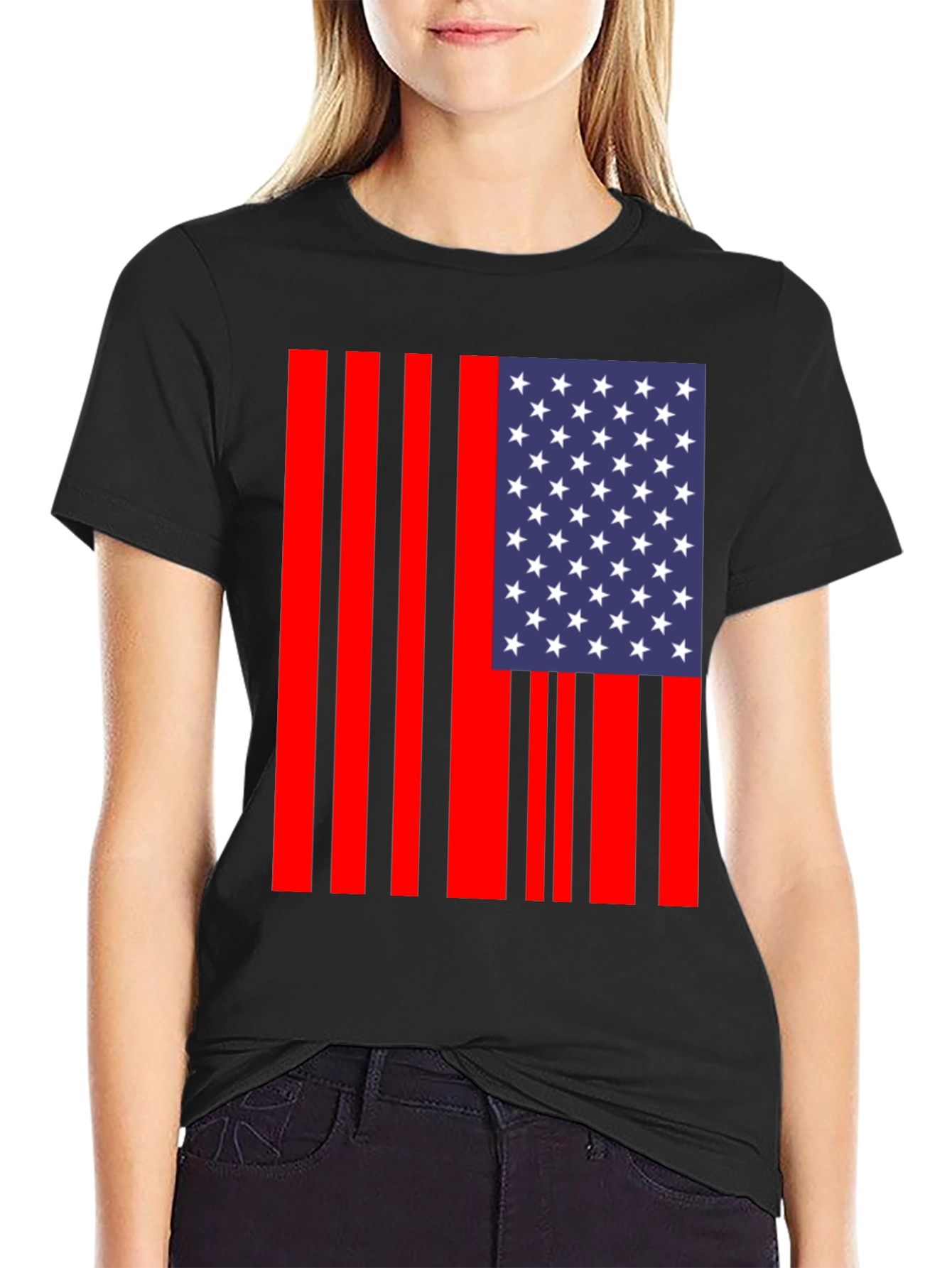 American Flag Stripe Graphic Tee