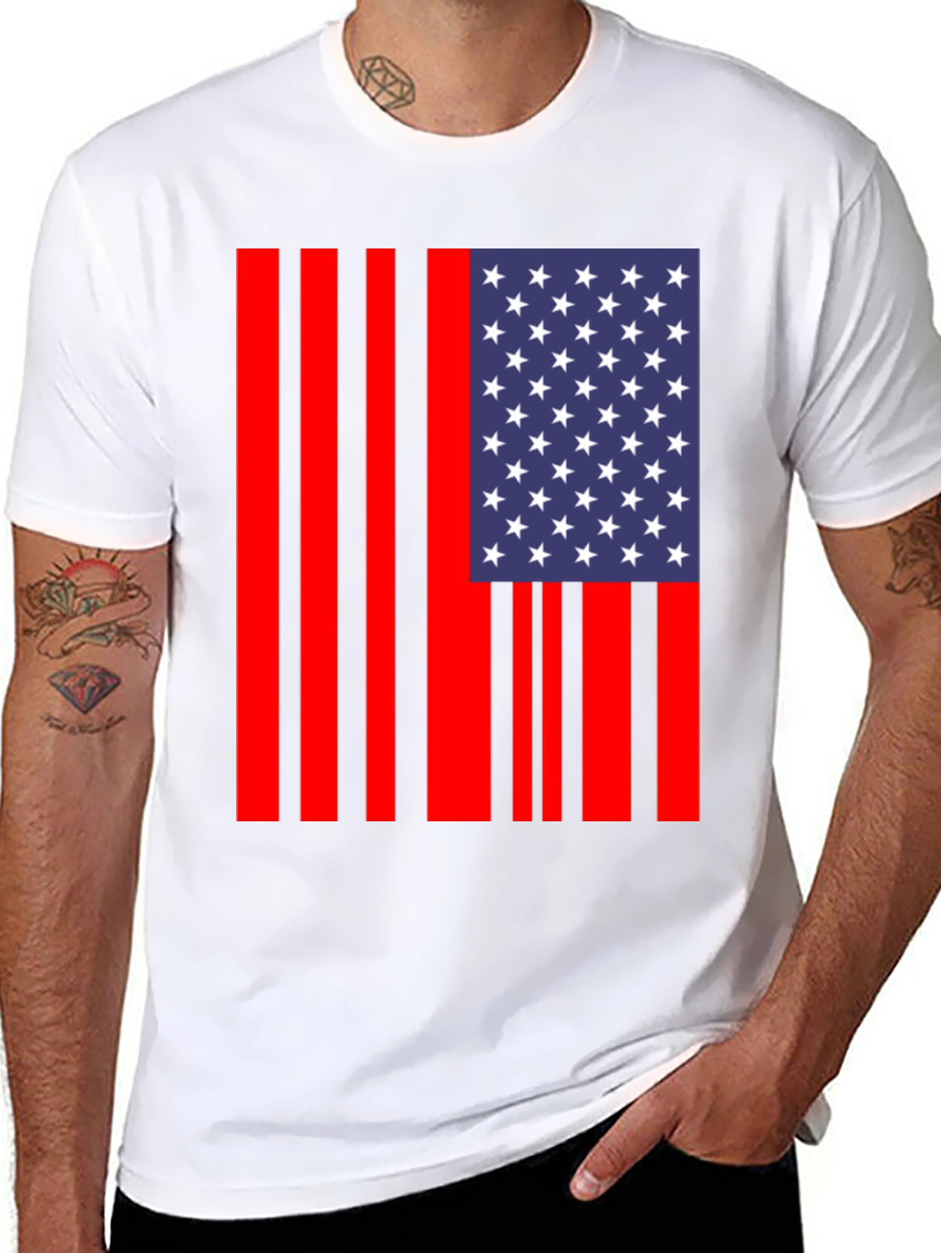 American Flag Stripe Graphic Tee
