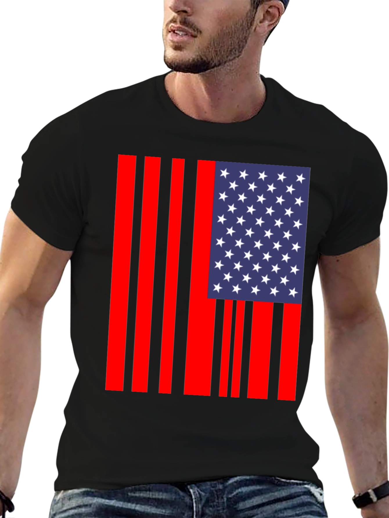 American Flag Stripe Graphic Tee