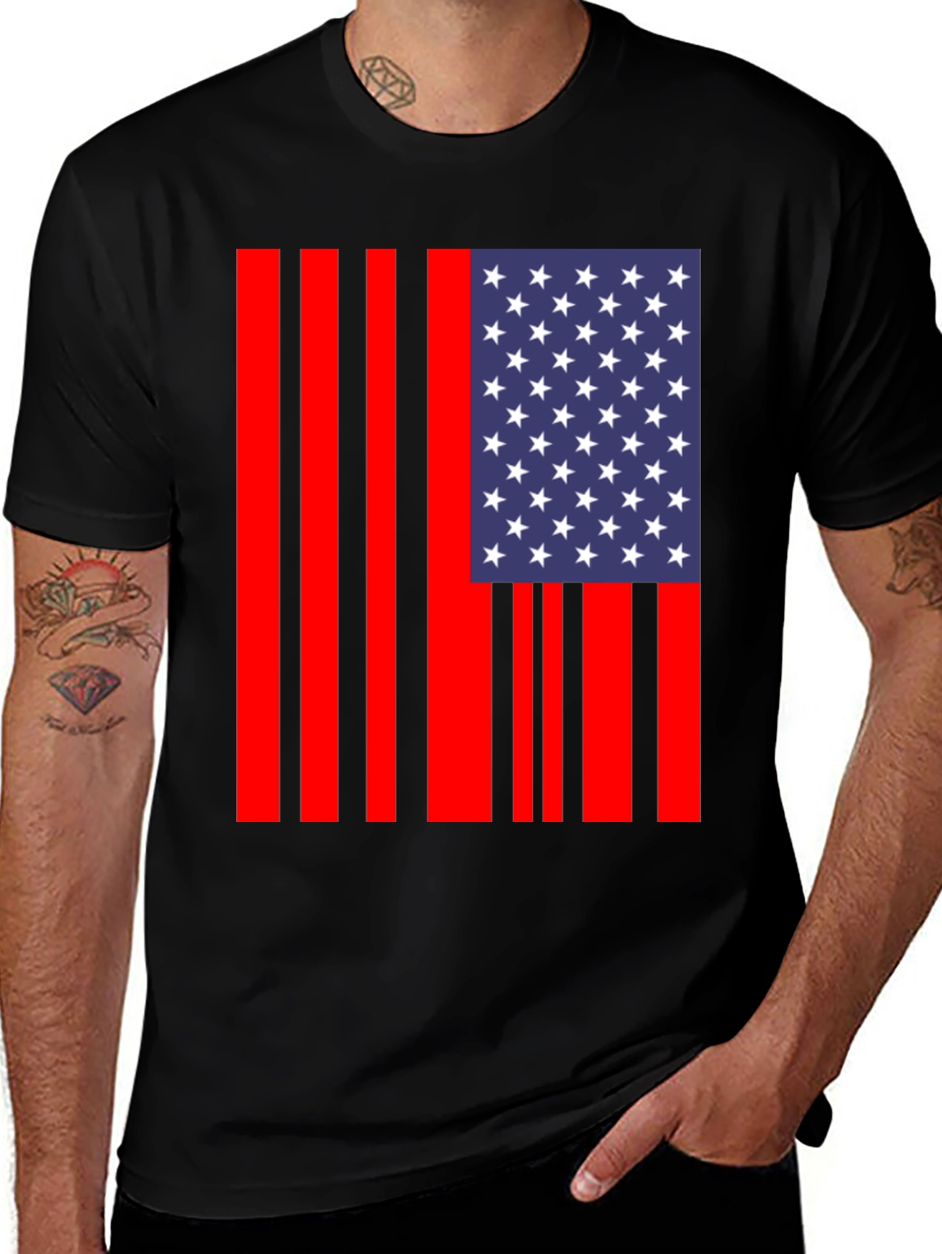 American Flag Stripe Graphic Tee