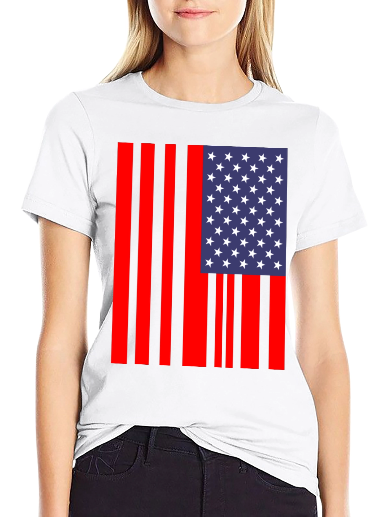 American Flag Stripe Graphic Tee