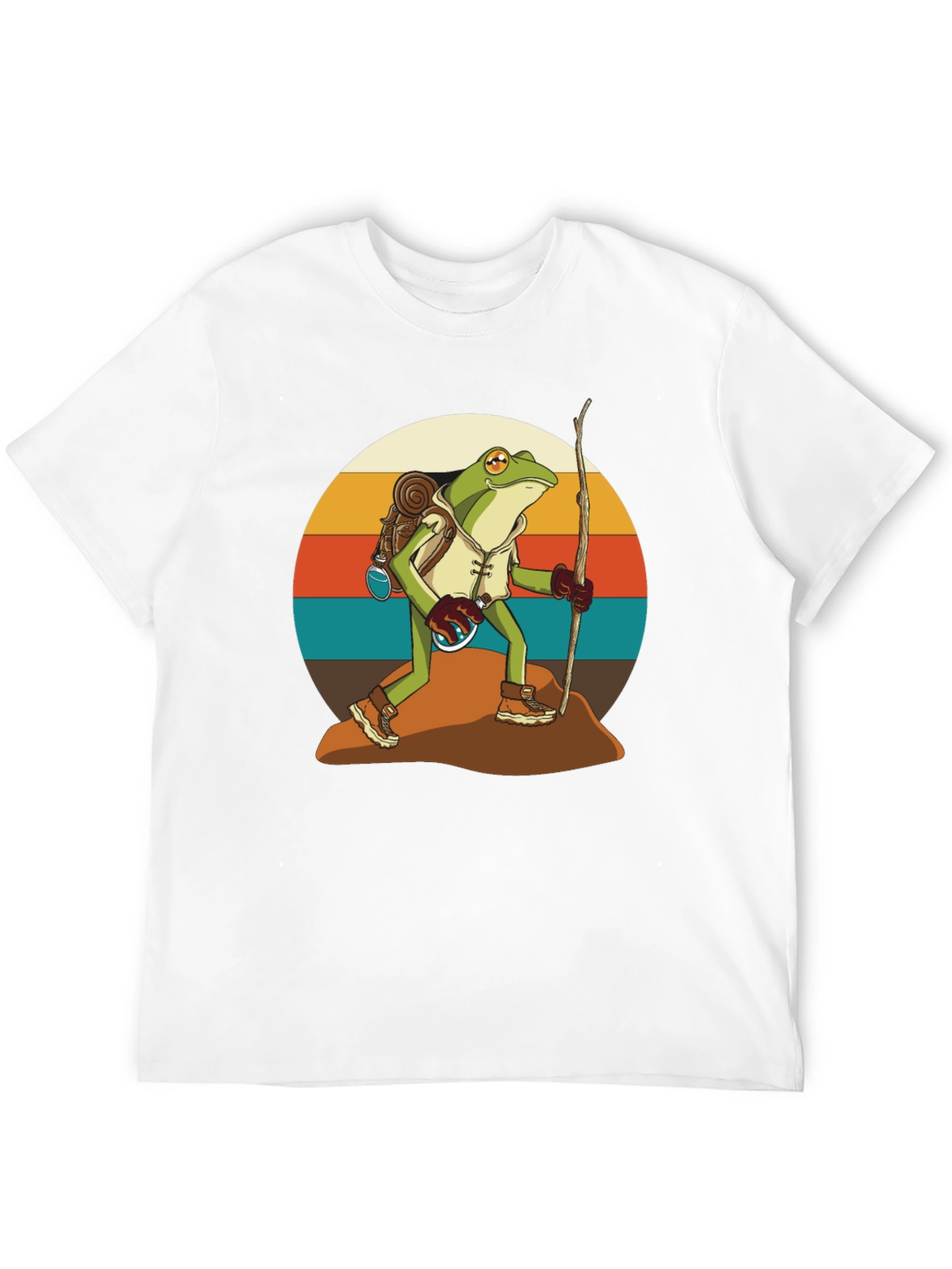 Hiking Frog T-Shirt - Retro Adventure Design