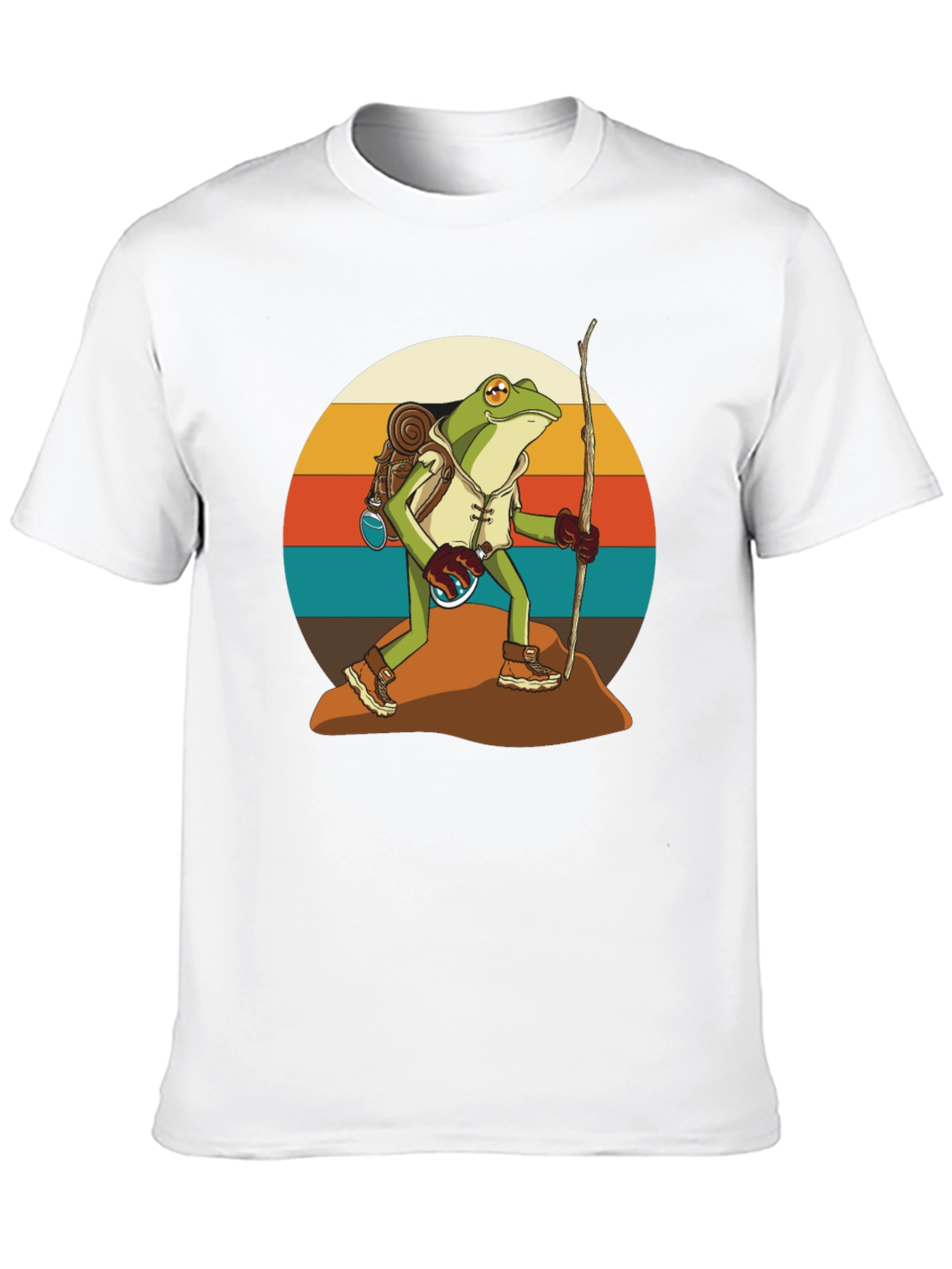 Hiking Frog T-Shirt - Retro Adventure Design