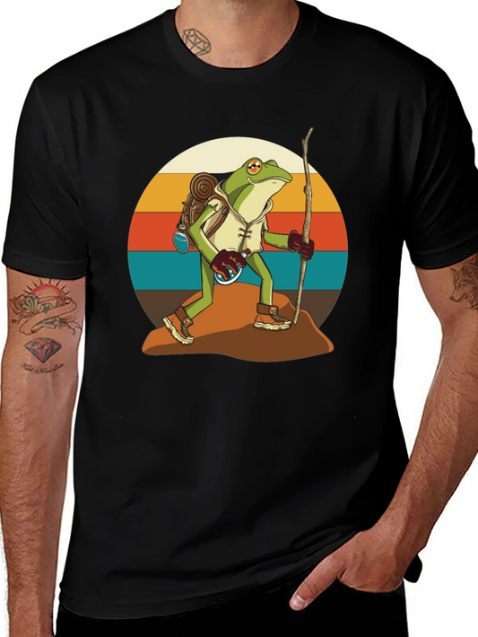 Hiking Frog T-Shirt - Retro Adventure Design