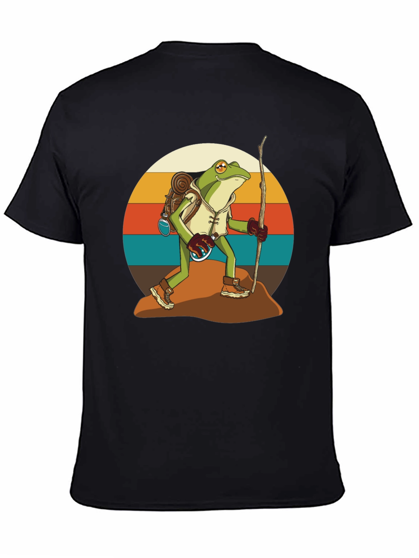 Hiking Frog T-Shirt - Retro Adventure Design