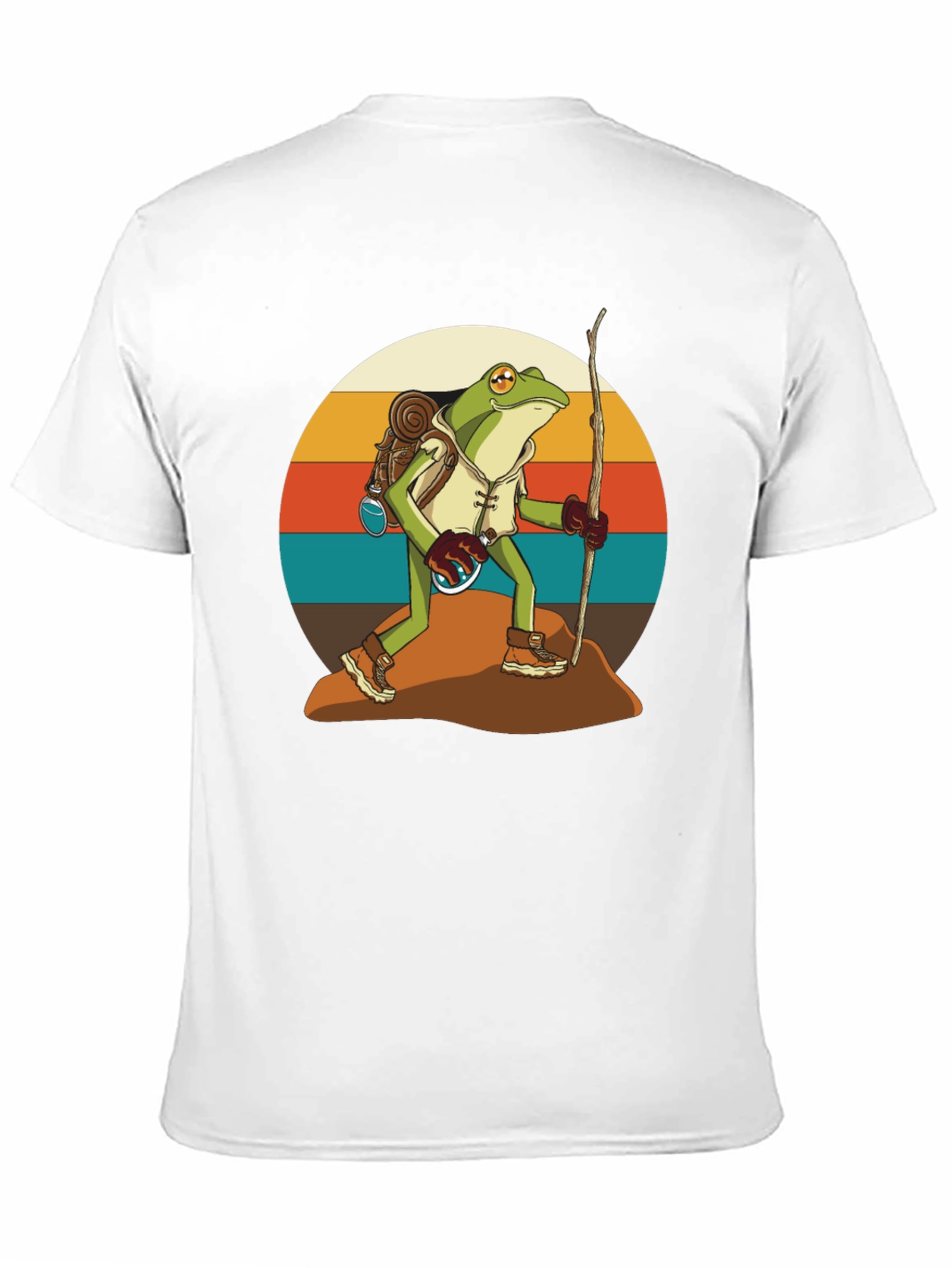 Hiking Frog T-Shirt - Retro Adventure Design