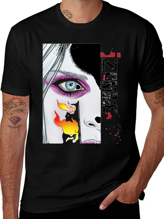 Zombie Woman Graphic Print Black T-Shirt