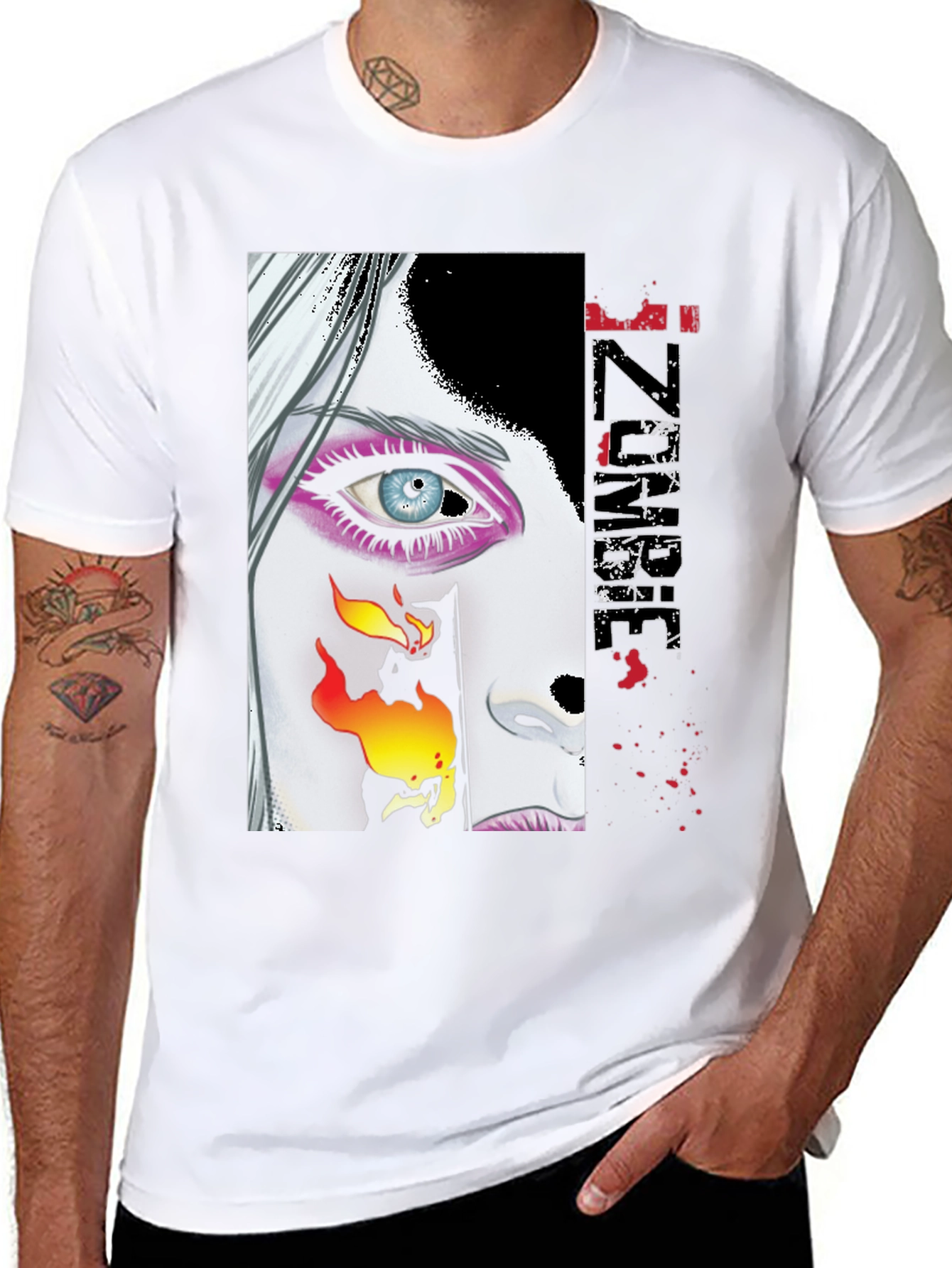 Zombie Woman Graphic Print Black T-Shirt