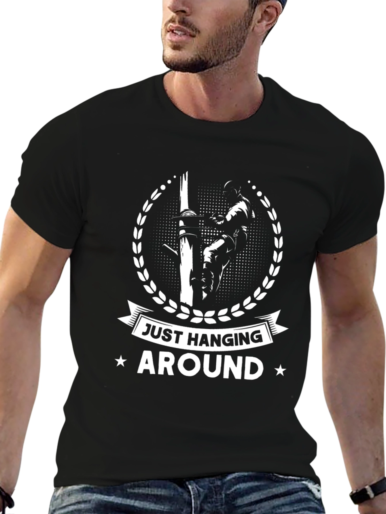 Just Hanging Around Lineman T-Shirt - Black