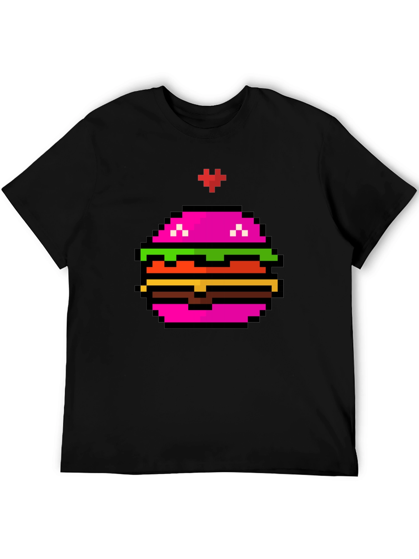 Pixel Burger Graphic Tee - Funky Black T-Shirt