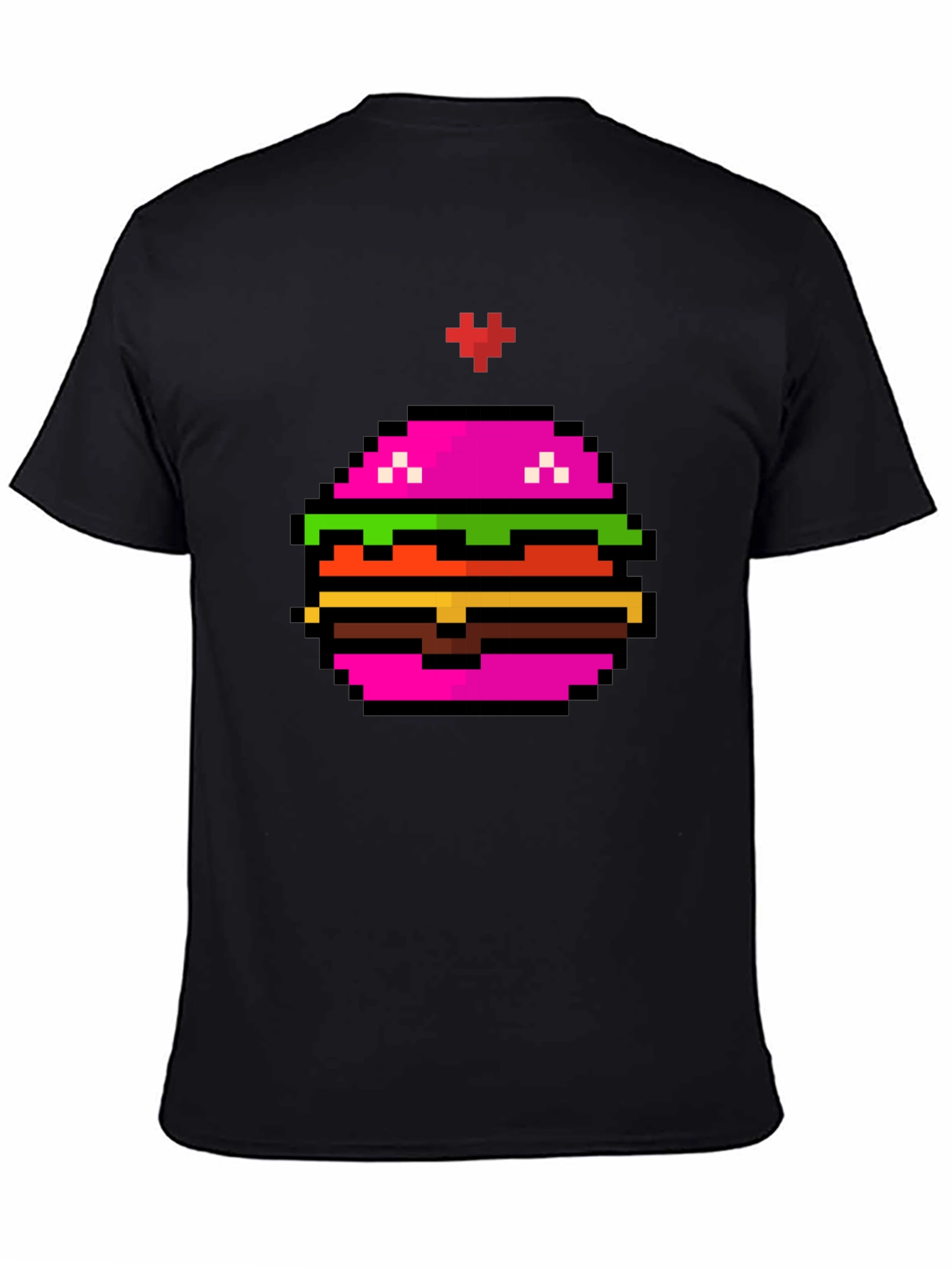 Pixel Burger Graphic Tee - Funky Black T-Shirt