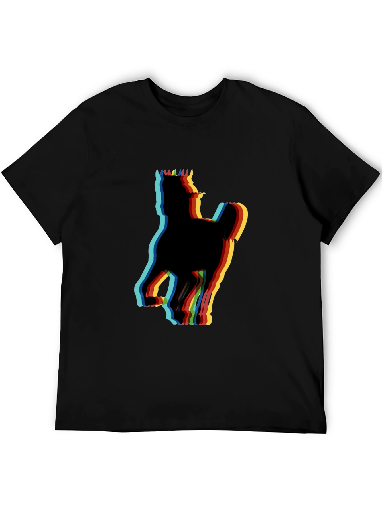 Retro Horse Glitch Black T-Shirt