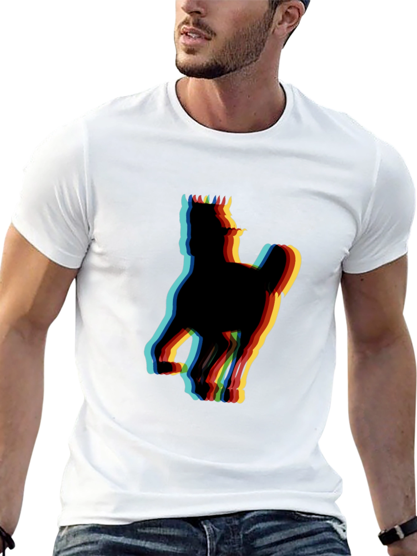 Retro Horse Glitch Black T-Shirt