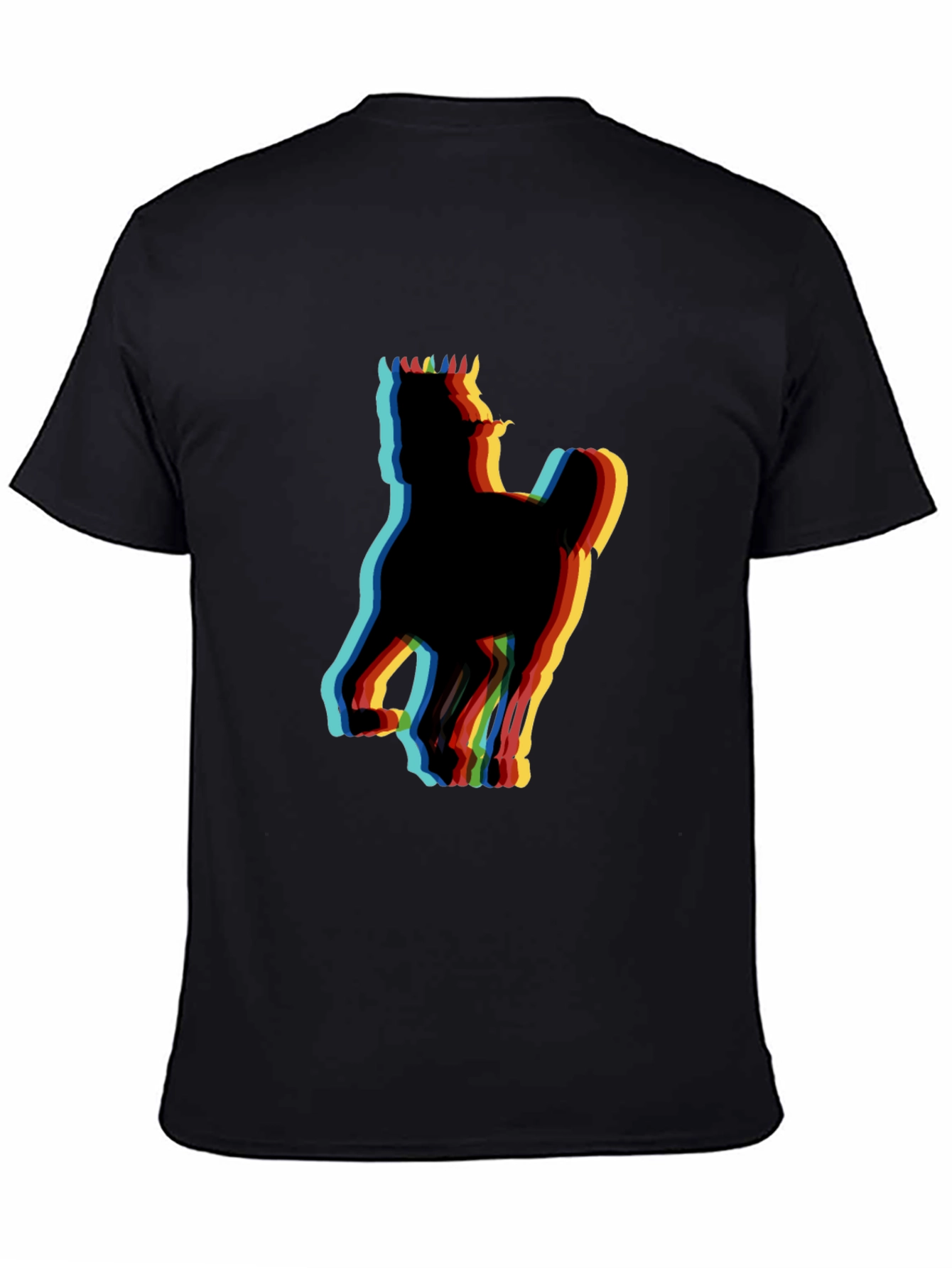 Retro Horse Glitch Black T-Shirt