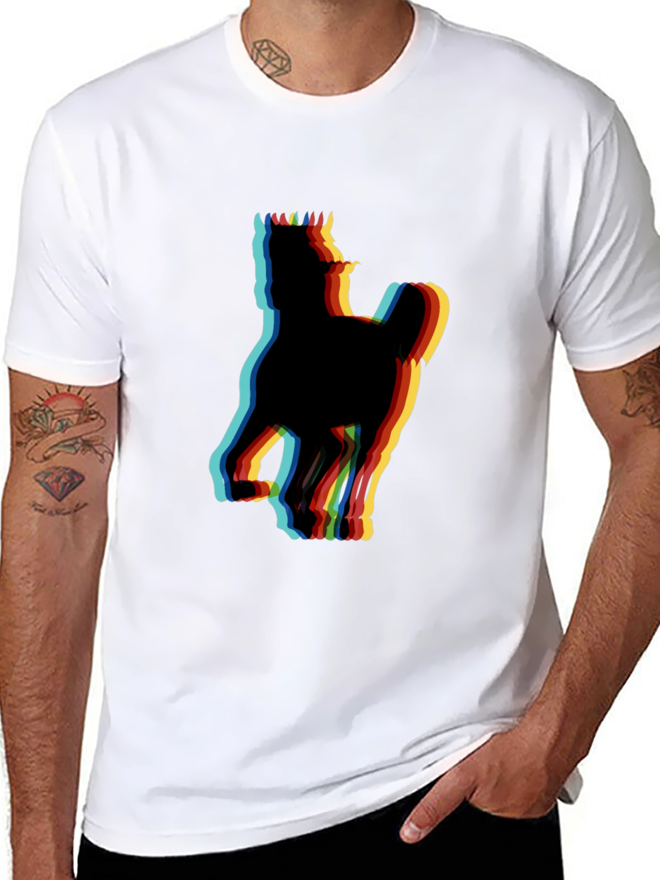 Retro Horse Glitch Black T-Shirt
