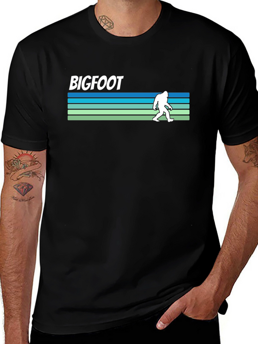 Bigfoot Retro Striped T-Shirt - Cryptid Adventure