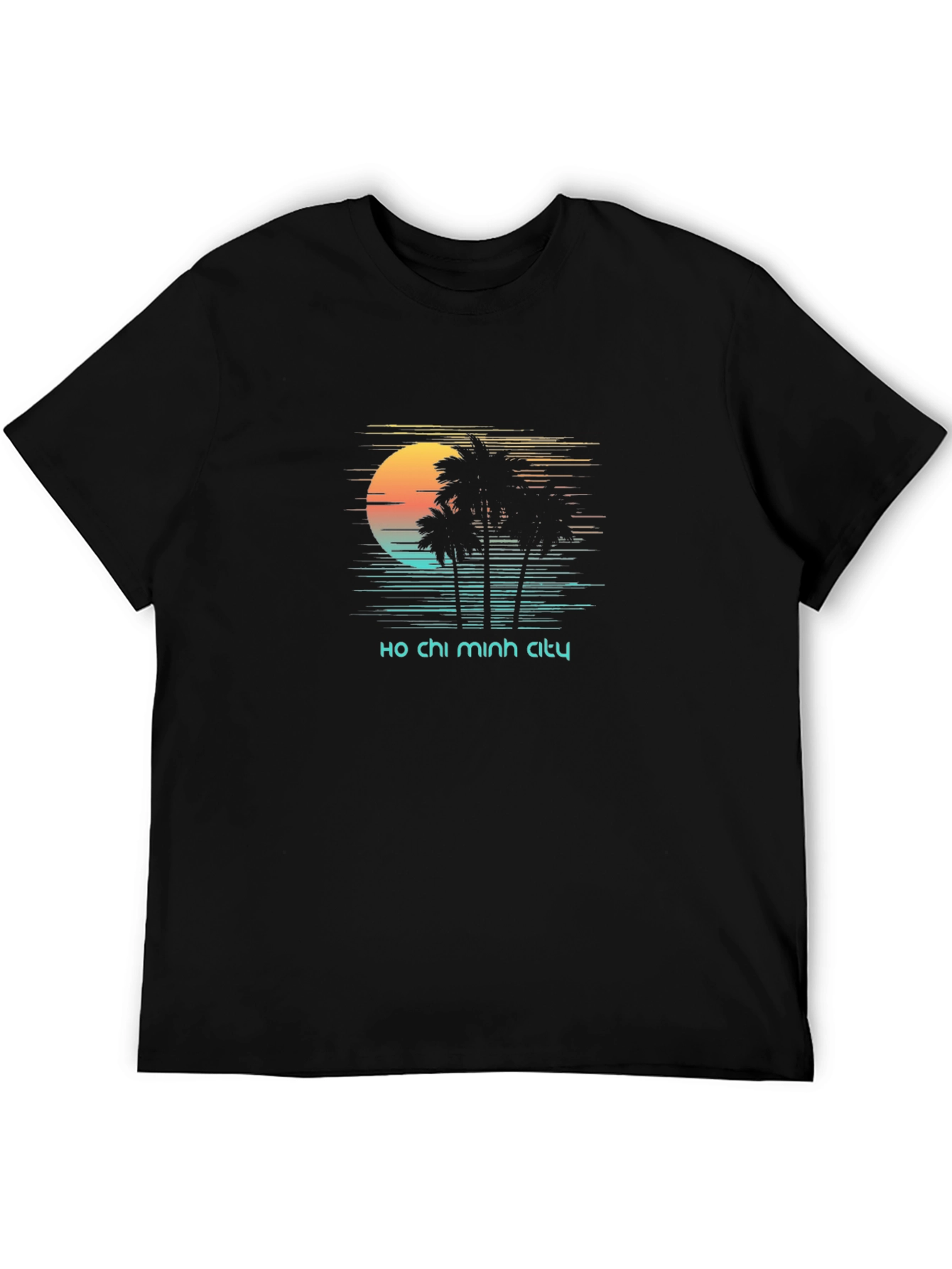 Ho Chi Minh City Retro Sunset Black T-Shirt
