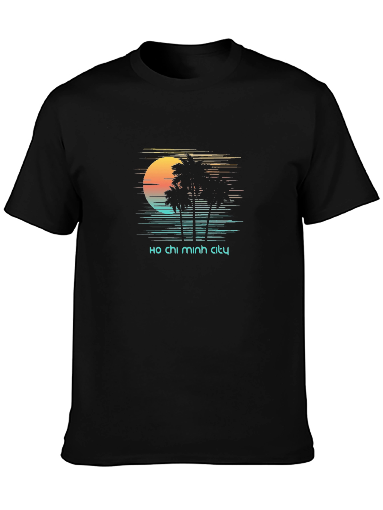Ho Chi Minh City Retro Sunset Black T-Shirt