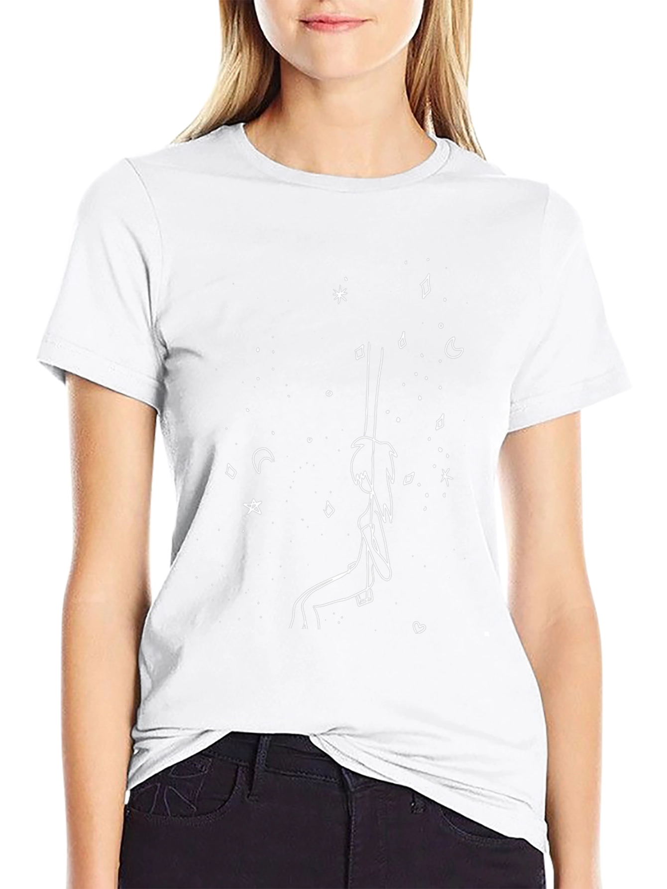 Celestial Swing Graphic Tee - Black Cotton Comfort