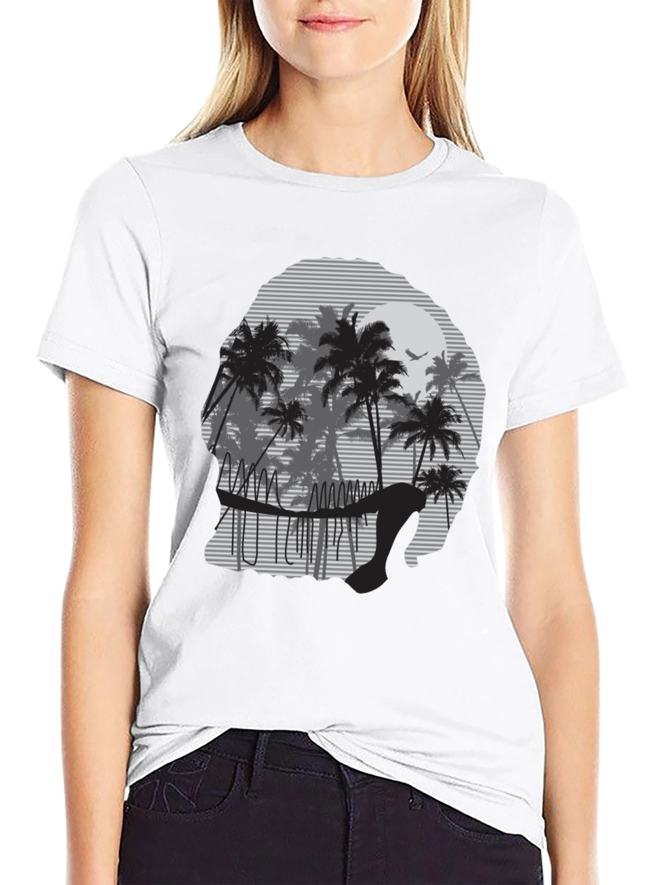Sunset Palm Tree Graphic Tee - Mens Black T-Shirt