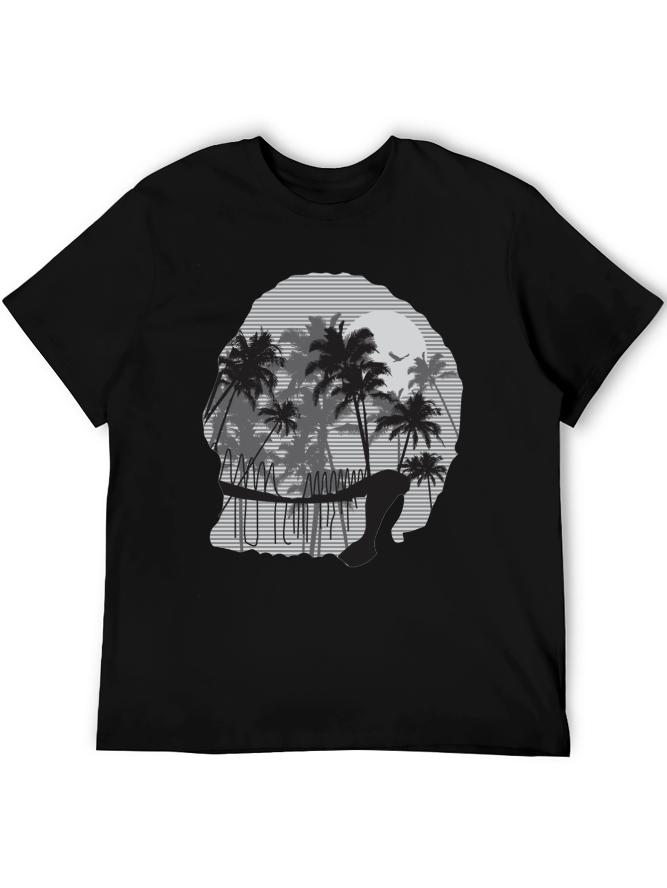 Sunset Palm Tree Graphic Tee - Mens Black T-Shirt