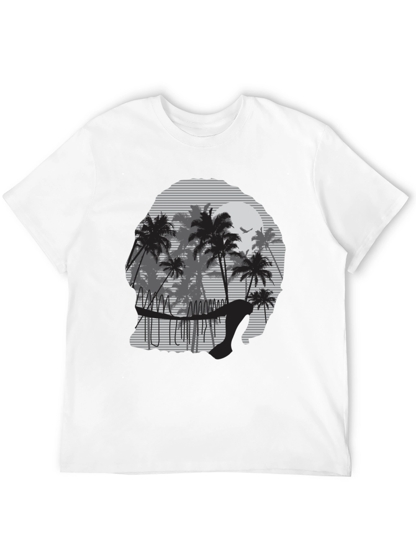 Sunset Palm Tree Graphic Tee - Mens Black T-Shirt