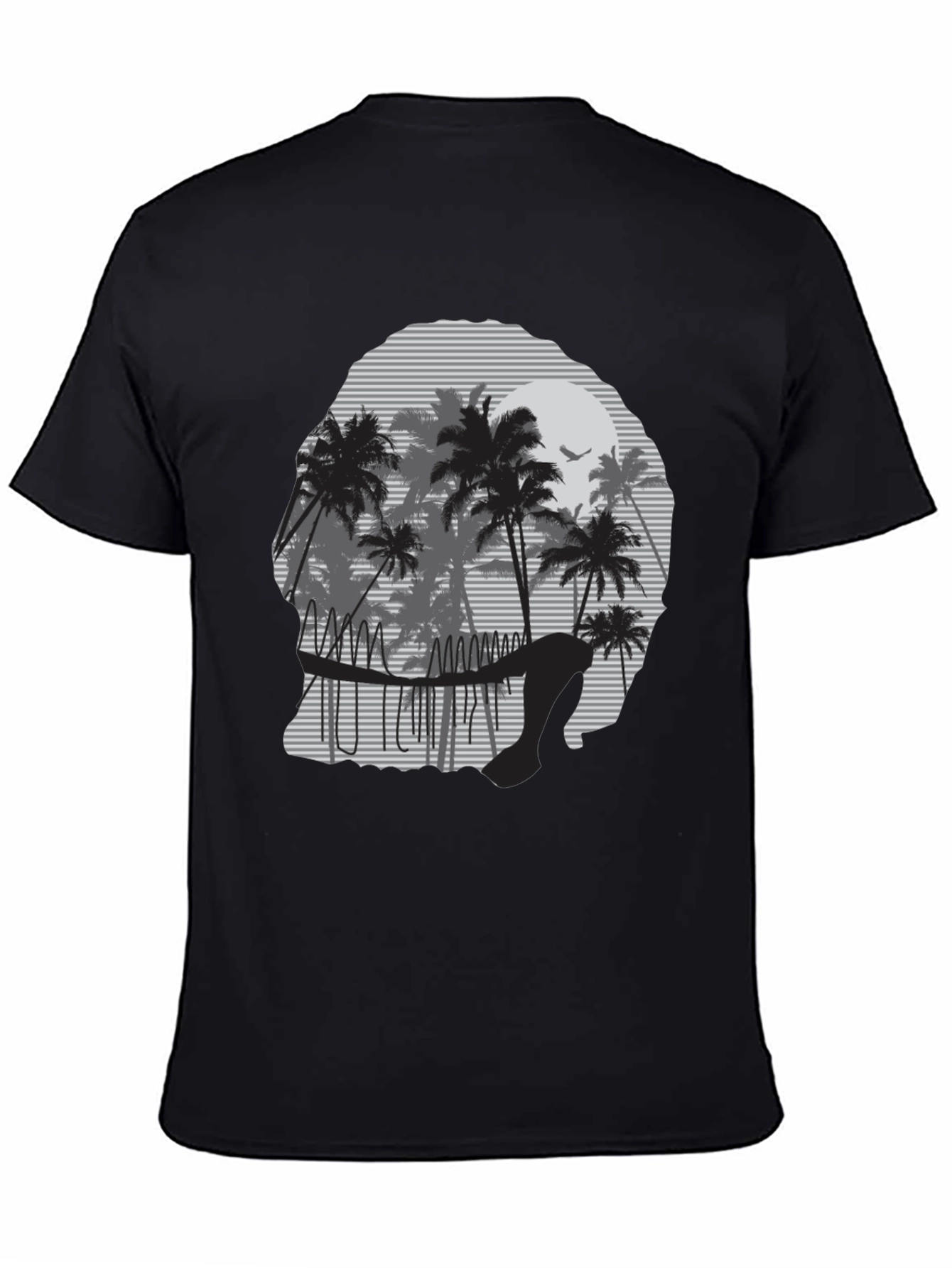 Sunset Palm Tree Graphic Tee - Mens Black T-Shirt